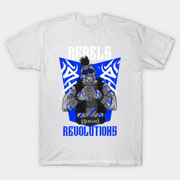 Blue Hearted Rebel T-Shirt by Pod11 Prints